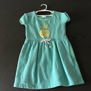 Circo Green Sundress with Puff Sleeves and Gold Embellishment
